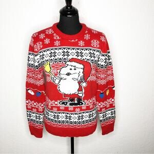 Peanuts Snoopy Santa Christmas holiday sweater size Large